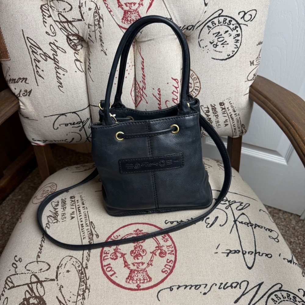 Fossil Black Leather Drawstring Mini Bucket Crossbody Bag 75082 Vintage
